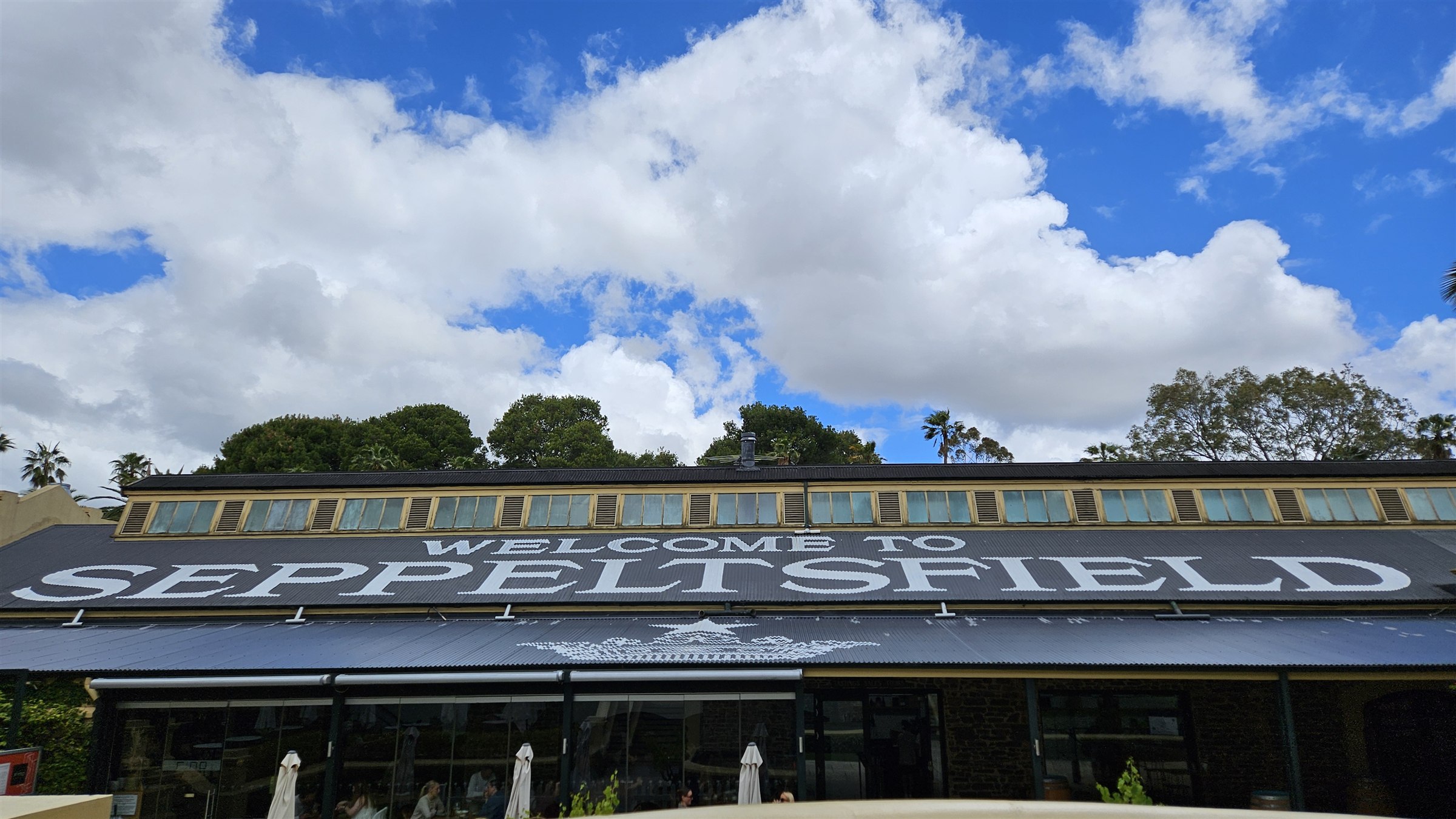 The Welcome to Seppeltsfield sign above FINO, Barossa Valley